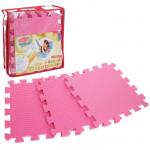 Детский коврик-пазл (мягкий), 9 элементов, толщина 0,9 см, цвет розовый