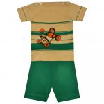 Комплект для мальчика (Джемпер с коротким  рукавом+шорты)  8069-бежевый/зеленый
