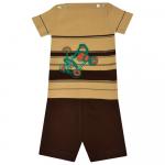 Комплект для мальчика (Джемпер с коротким  рукавом+шорты)  8069-бежевый/коричневый
