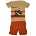 Комплект для мальчика (Джемпер с коротким  рукавом+шорты)  8069-бежевый/оранжевый