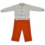 Комплект для девочки (Джемпер+брюки)  202A-белый/оранжевый