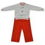 Комплект для девочки (Джемпер+брюки) 202A-белый/красный