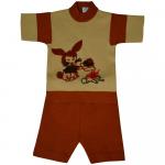 Комплект для мальчика (Джемпер с коротким  рукавом+шорты)  1538-23-бежевый/оранжевый