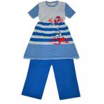 Комплект для девочки (Платье+брюки)  3234-34-белый/голубой