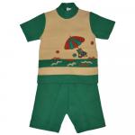 Комплект для мальчика (Джемпер с коротким  рукавом+шорты)  3149-зеленый/бежевый