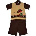 Комплект для мальчика (Джемпер с коротким  рукавом+шорты)  3149-коричневый/бежевый