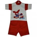 Комплект для мальчика (Джемпер с коротким  рукавом+шорты)  1538-04-белый/красный