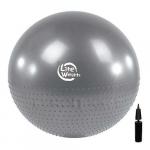 Мяч гимнастический + массажный BB010-26 (65 см, с насосом, серебро)