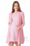 Халат + ночная рубашка розовый /белый "зиг-заг"