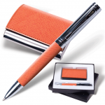 Набор GALANT "Prestige Collection": ручка, визитница, оранжевый "фактурная кожа", подар.кор., 141375