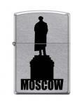 Зажигалка ZIPPO Памятник Пушкину, латунь/сталь с покрытием Street Chrome™, серебристая, 36x12x56 мм