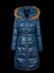 Пальто женское утепленное, пуховое  ANITA, синий енот натуральный