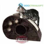 Домик д/кошек "Topi" с когтеточкой, серый, плюш 53*31*32 см.