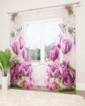 Фототюль Стильный дом Фиолетовые тюльпаны, 145*260 см  (s-102907)