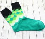Носки "Ромбики" Черно-зеленые