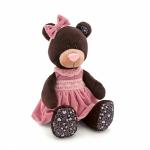 Мягкая игрушка мишка Milk сидячая в розовом бархатном платье 25 см, в инд. коробке, M5043/25