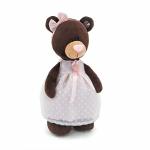 Мягкая игрушка мишка Milk стоячая в платье с брошью, 50 см, пакет, M5046/50