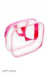 Комплект прозрачных сумок в роддом 3 в 1 розовый