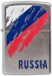Зажигалка Zippo Russia Flag с покрытием Street Chrome™, латунь/сталь, серебристая, матовая