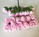 Роза фоамиран 20-25 мм. Цвет нежно-розовый. Упаковка 24 штук.и (2 букетика по 12 штук.)