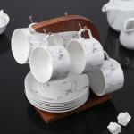 Набор чайный "Эстет", 12 предметов: 6 чашек 120 мл, 6 блюдец 14,5 см, на деревянной подставке