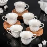 Набор чайный "Эстет", 12 предметов: 6 чашек 160 мл, 6 деревянных блюдец