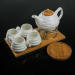 Набор чайный на дерев подставке 5 пр "Эстет" чайник 1л,4 кружки 150 мл 34х18х18 см
