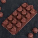 Форма для льда и шоколада "Сердцеедка", 15 ячеек, цвет шоколадный