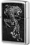 Зажигалка Zippo Tigre с покрытием Brushed Chrome, латунь/сталь, серебристая, матовая, 36x12x56