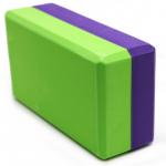 B26353 Йога блок полумягкий 2-х цветный (фиолетово/зеленый) 223х150х76 мм., из вспененного ЭВА