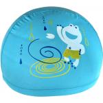 T07671/H10166 Шапочка детская для плавания (ПУ) "Лягушка" (голубая с рисунком)