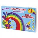 Пластилин классический ЮНЛАНДИЯ "ЮНЫЙ ВОЛШЕБНИК", 18 цв, 360г, СО СТЕКОМ, ВЫСШЕЕ КАЧЕСТВО, 104819