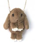113056 Сумка-рюкзак 3D "Меховой Кролик" на цепочке (натуральный мех) телесный