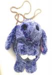 111976 Сумка-рюкзак 3D "Меховой Кролик" на цепочке (натуральный мех) бело-синий