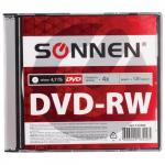 Диск DVD-RW (минус) SONNEN 4,7Gb 4x Slim Case (1 штука), 512580