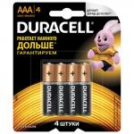 Батарейки DURACELL Basic, AAA (LR03, 24А), алкалиновые, КОМПЛЕКТ 4 шт, в блистере, (ш/к 2543)