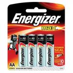 Батарейки ENERGIZER MAX AA LR6, КОМПЛЕКТ 4шт., АЛКАЛИН, 1.5B, (работают до 10 раз дольше)