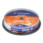 Диски DVD-R(минус) VERBATIM 4,7Gb 16x КОМПЛЕКТ 10шт Cake Box 43523 (ш/к-5235)