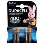 Батарейки DURACELL Ultra Power, AAA (LR03, 24А), алкалиновые, КОМПЛЕКТ 4 шт, в блистере, (ш/к 2931)