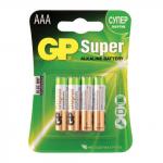 Батарейки GP Super, AAA (LR03, 24А), алкалиновые, КОМПЛЕКТ 4 шт, в блистере, 24A-2CR4