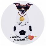 229-258 ПОДСТАВКА ПОД ПИВНУЮ КРУЖКУ "I LOVE FOOTBALL" С ПРОБКОВОЙ ОСНОВОЙ 11*11 СМ. (КОР=144 ШТ.)