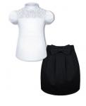 Школьный комплект для девочки с белой блузкой и юбкой с бантом Арт.71672-78051