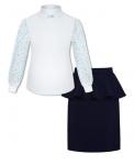 Школьный комплект для девочки с белой блузкой и синей юбкой Арт.82121-78992
