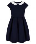Школьное платье для девочки с короткими рукавами синее  Арт.79932