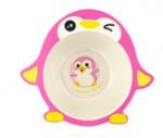 *Детская тарелочка Пингвин, розовая