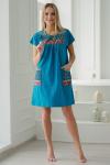 Платье домашнее Истоки бирюза +size