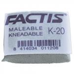 Ластик-клячка FACTIS K 20 (Испания), 37х29х10мм, супермягкий, натуральный каучук, серый, CCFK20