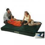 INTEX Кровать флок Downy, 137x191x22см, встроенный  ножной насос, зеленый, 66928
