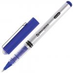 Ручка-роллер BRAUBERG Flagman, СИНЯЯ, корпус серебристый, хром.детали, 0,5мм, линия 0,3мм, 141556
