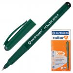Ручка-роллер CENTROPEN, ЧЕРНАЯ, трехгранная, корпус зеленый, узел 0,5мм, линия 0,3мм, 4615/1Ч